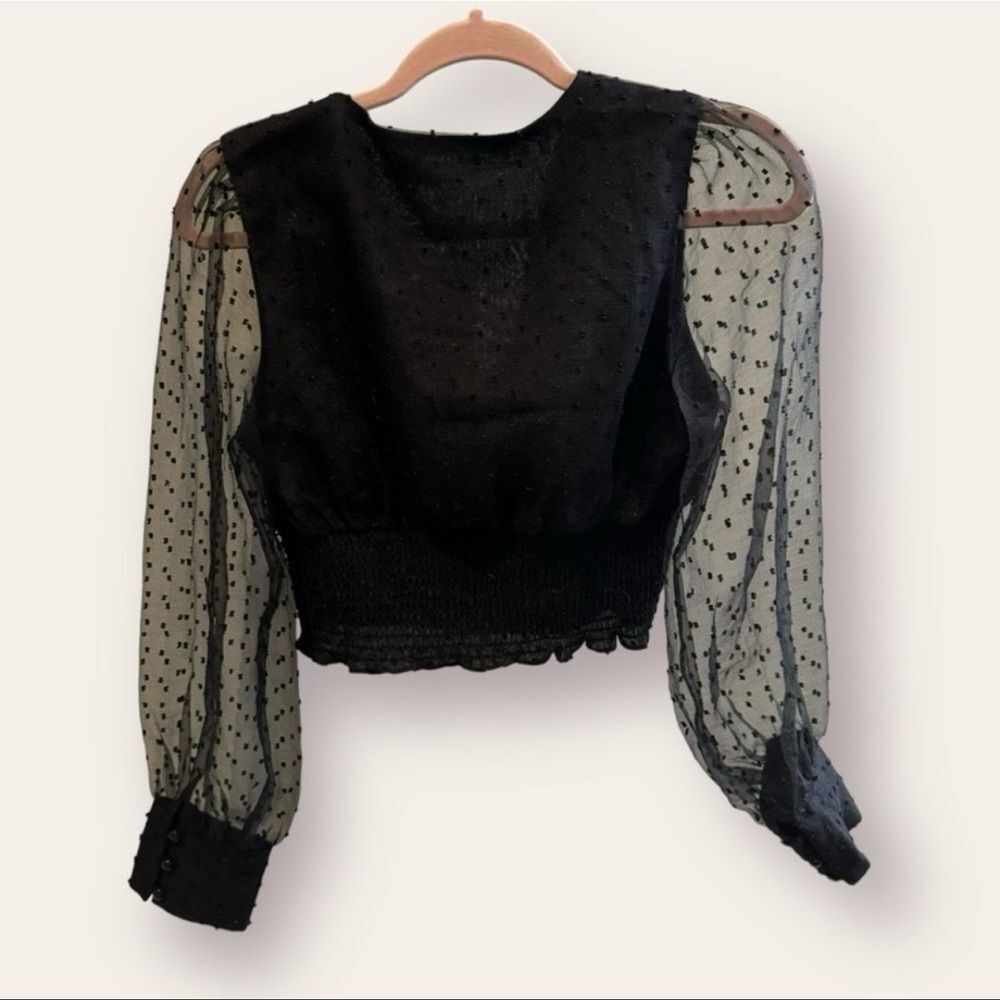 Altar’d State Black Swiss Dot Sheer Sleeve Blouse | Size M | NWT - Picture 2 of 8